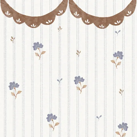 Delicate retro flowers with ornament Wallpaper