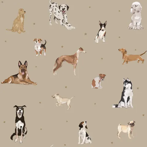 Tapet Dogs are The Best Beige